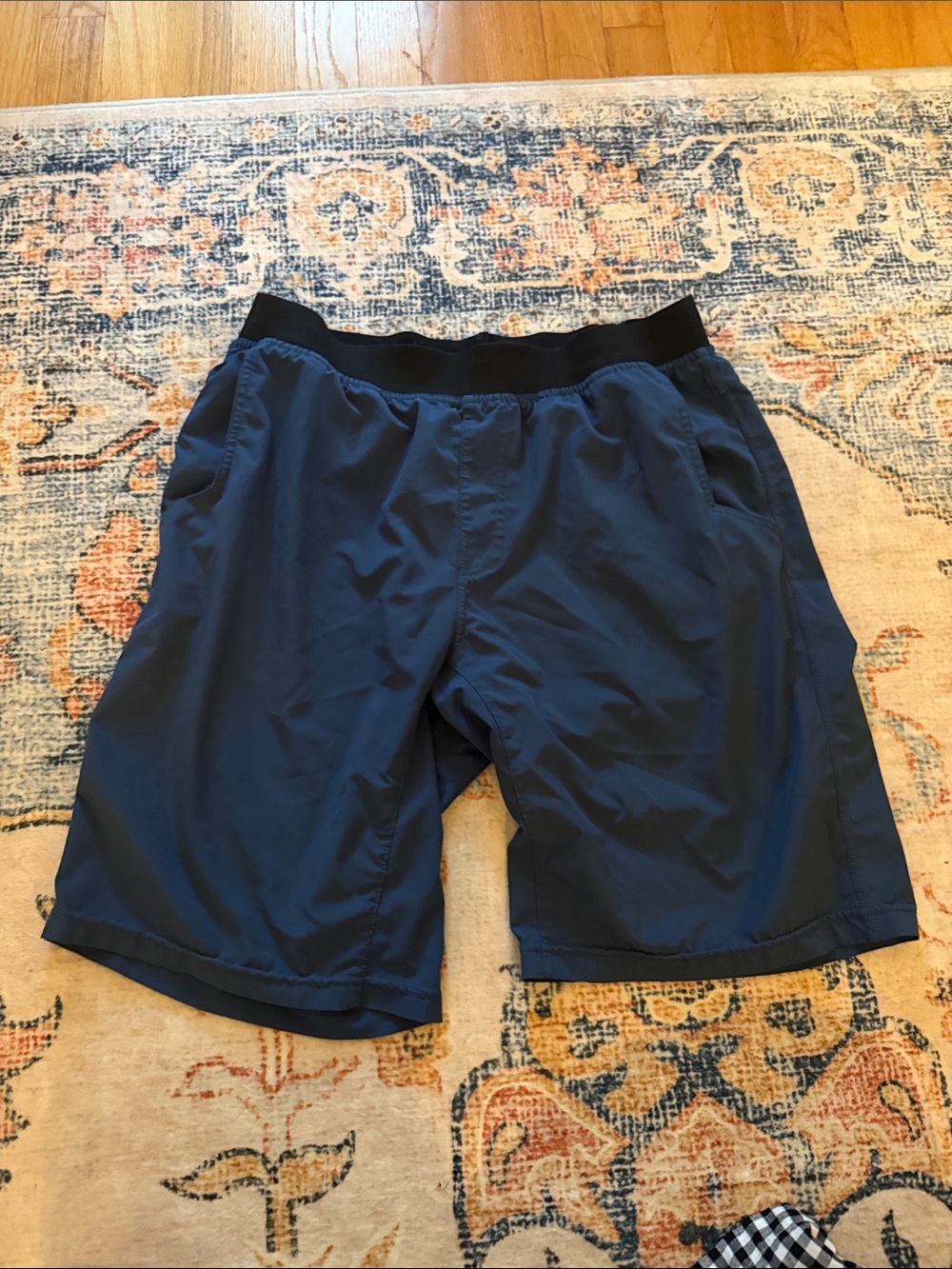 Prana Men's Navy Blue Athletic Shorts with Black Waistband